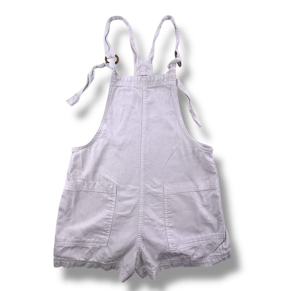 Aerie White Shortall Overalls Tortoise Ring Tie Straps XS